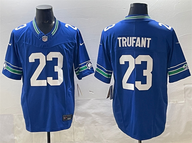 Men's Seattle Seahawks #23 Marcus Trufant Royal 2024 F.U.S.E Throwback Vapor Limited Stitched Football Jersey Men's Seattle Seahawks #23 Marcus Trufant Royal 2024 F.U.S.E Throwback Vapor Limited Stitched Football Jersey